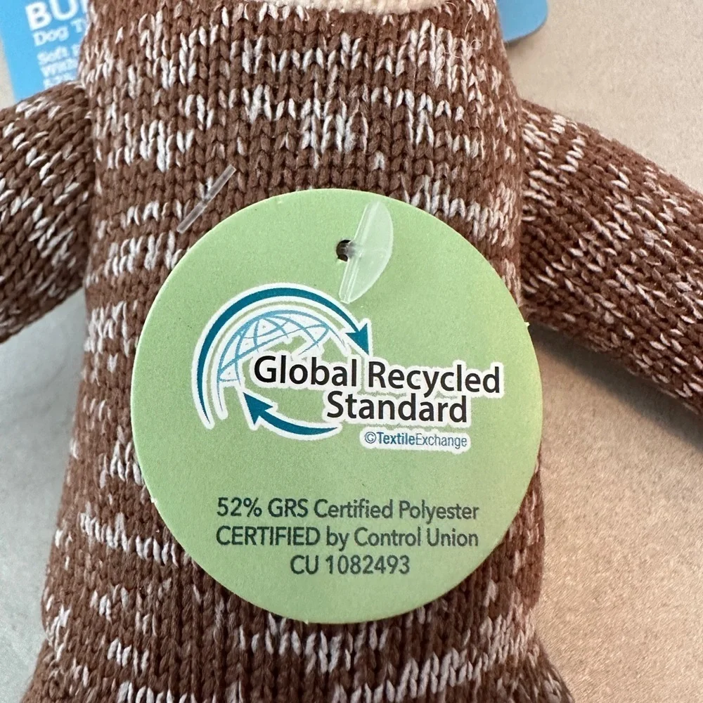 Vibrant Life Cozy Buddy BROWN SOCK MONKEY Squeaky Plush Dog Toy Chew Level #1